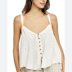 Free People Dream Weaver Cream Button-Down Camisole